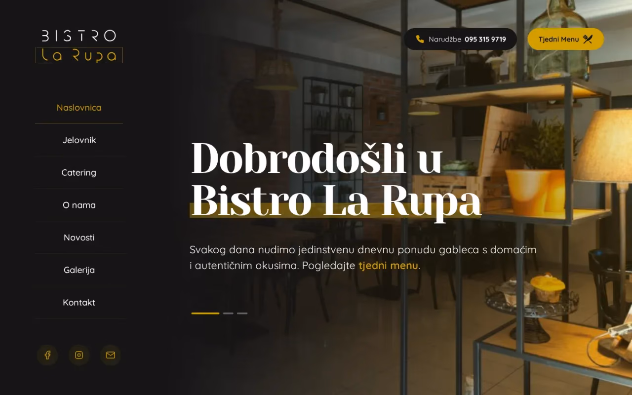 Naslovnica web stranice Bistro La Rupa